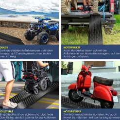 MASKO® 2X Auffahrrampe 400kg | Verladerampe | Verladeschiene | verzinkter Stahl | Antirutsch | 200kg* Pro Stück | Max 400kg* Pro Paar | Motorrad ATV Quad PKW Auto Laderampe