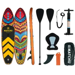 MATCHU Stand Up Paddle-Board Deluxe Mit Sitzfläche 10''6 - Aufblasbares SUP Board - Komplettset mit Zubehör