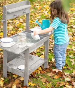 Matschküche 'Midi' - Kinder-Gartenküche für Wasser & Sand, wetterfestes Massivholz grau