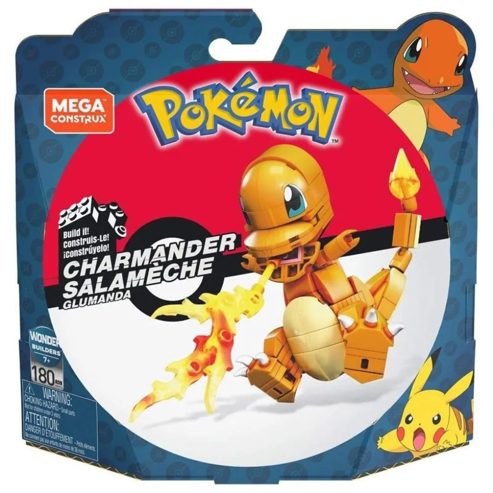 Mattel GKY96 - Mega - Pokémon - Glumanda, Klemmbaustein-Set, 180 Teile