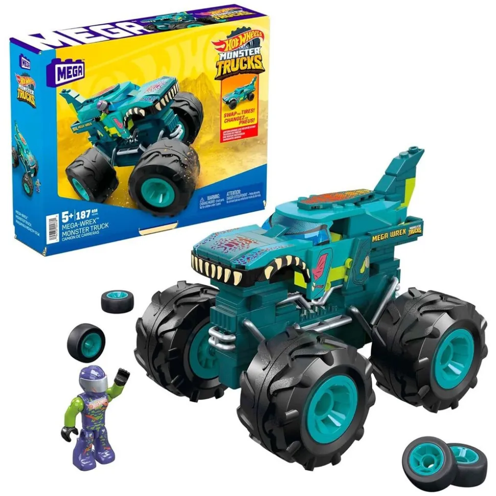 Mattel HDJ95 - Hot Wheels - Mega Construx - Mega-Wrex, Bauset mit 187 Teile