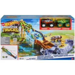 Mattel HJG32 - Hot Wheels - Monster Trucks - Rennstrecke mit 2 Fahrzeugen