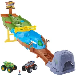 Mattel HJG32 - Hot Wheels - Monster Trucks - Rennstrecke mit 2 Fahrzeugen