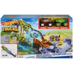 Mattel HJG32 - Hot Wheels - Monster Trucks - Rennstrecke mit 2 Fahrzeugen