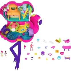 Mattel HJN76 - Polly Pocket - Spielset mit 26 Überraschungen, Flamingo-Party (HGC41)