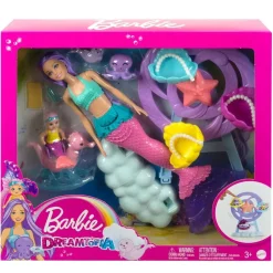 Mattel HLC30 - Barbie - Dreamtopia - Meerjungfrau-Set mit 2 Puppen & Zubehör