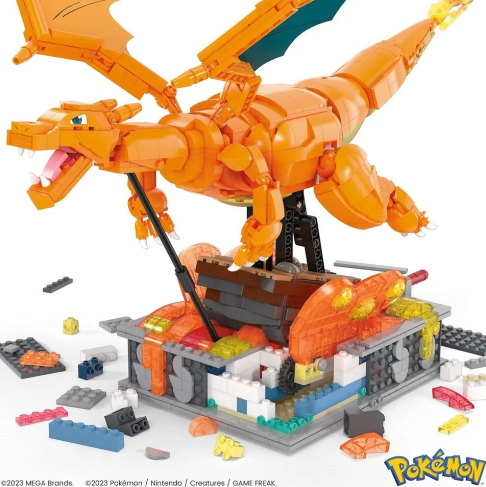 Mattel HMW05 - Mega - Pokémon - bewegliche Glurak Figur, 1664 Teile