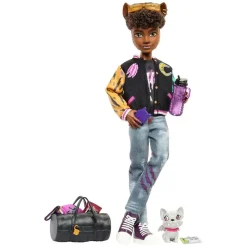 Mattel HNF65 - Monster High - Clawd Wolf Puppe mit Haustier Rockseena – Werwolf-Figur mit Zubehör