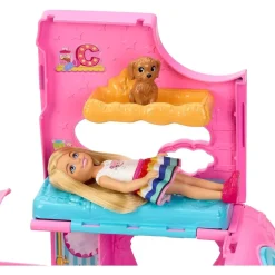 Mattel HNH90 - Barbie Chelsea - Spielfahrzeug mit Zubehör, 2 in 1 Camper