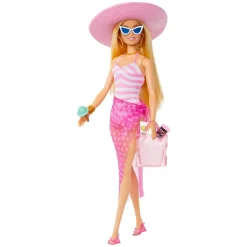 Mattel HPL73 - Barbie - Puppe mit Badeanzug und Strand-Accessoires