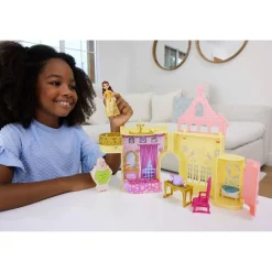 Mattel HPL52 - Disney Princess - Steck- und Stapelschlösser: Belle's Schloss, Spielset mit 8 Teilen