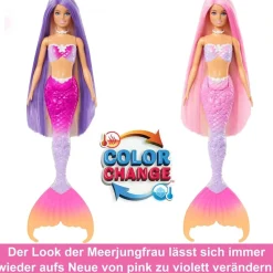 Mattel HRP97 - Barbie - Meerjungfrau Malibu – Farbwechseleffekt, Delfin & Accessoires