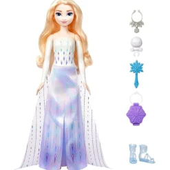Mattel HTG25 - Disney Frozen - Spin & Reveal - Die Eiskönigin Elsa-Puppe mit magischen Überraschungen!