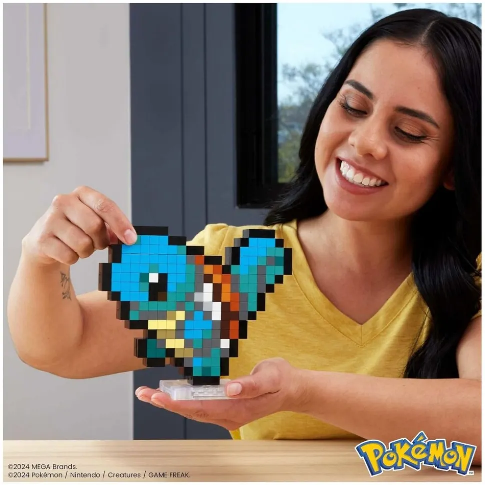 Mattel HTH77 - Mega - Pokémon - Schiggy Pixel Art Bauspielzeug-Set (367-teilig)