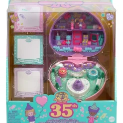 Mattel HWP20 - Polly Pocket - 35 Jahre Jubiläum – Partytime Stamper Compact Remake (1992) – Sammleredition mit Spielset, 2 Figuren uvm.
