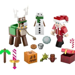 Mattel HXM86 - Minecraft - Adventskalender mit 24 Überraschungen - 3 Actionfiguren (ca. 8 cm), 17 Zubehörteile & 4 Aufkleber