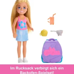 Mattel JBF46 - Barbie - Family & Friends - Club Chelsea - Puppe mit Backrucksack, 15 cm