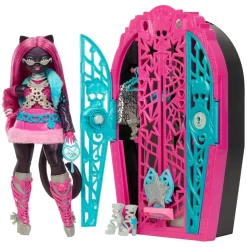 Mattel JBG82 - Monster High - Skulltimate Secrets Hauntlywood Mysteries – Catty-Noir Puppe mit 19+ Überraschungen, 