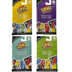 Mattel JCV55 BUNDLE sort. - Mattel Games - UNO Add-On Packs, Erweiterungen, Retour-/Tempo-/Stapel- & Tausch-Set mit barrierefreier Farbgestaltung