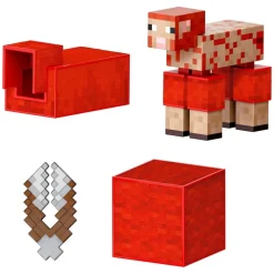 Mattel JCV22 - Minecraft - Mojang Studios - Diamond Level - rotes Schaf Actionfigur, ca. 9 cm mit 3 Zubehörteilen