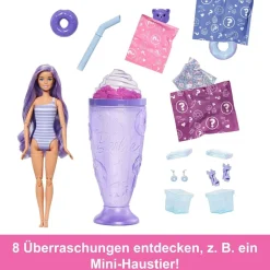 Mattel JFY60 - Barbie - Pop Reveal - Modepuppe mit 8 Überraschungen und formbaren Sand (56g), Donut Dreams Design