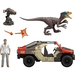 Mattel JGB59 - Jurassic World - Die Wiedergeburt - Spielset, Fahrzeug, Spielfiguren, Launch´n Battle Fahrzeugset