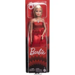 Mattel JGD25 - Barbie - 80 Jahre Mattel Jubiläumspuppe, rubinrotes Partykleid, Sammelpuppe