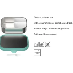 Mepal Edelstahl-Brotdose mit Gabel Campus 18 x 13 cm