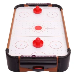 Mini Air Hockey MCW-J10, Tischspiel Lufthockey inklusive Zubehör, Holz 56x30x10cm