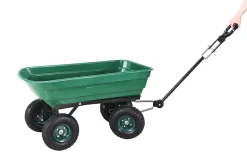 Miweba Bollerwagen Dumper, verriegelbare Kippfunktion, robuste PP-Wanne, Anhängerkupplung, bis 300kg (Grün)