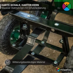 Miweba Bollerwagen Dumper, verriegelbare Kippfunktion, robuste PP-Wanne, Anhängerkupplung, bis 300kg (Grün)