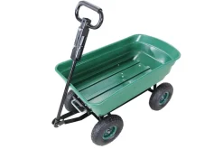 Miweba Bollerwagen Dumper, verriegelbare Kippfunktion, robuste PP-Wanne, Anhängerkupplung, bis 300kg (Grün)