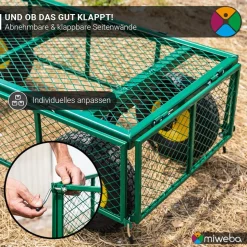 Miweba Bollerwagen MB-700, Transportwagen mit 700 kg Traglast, klappbar, Doppelachse, Stahlrahmen (Grün)