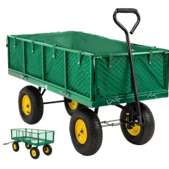 Miweba Bollerwagen MB-700, Transportwagen mit 700 kg Traglast, klappbar, Doppelachse, Stahlrahmen (Grün)