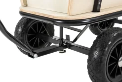 Miweba Holz-Bollerwagen Canvas, mit Dach, deichselgeführte Lenkachse, 180 kg, Profilreifen, Stahl