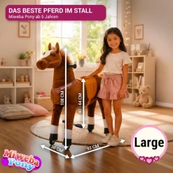 Miweba Pony Amadeus, Large, Spielpferd zum Reiten, ab 5 Jahren, integrierte Lenkung