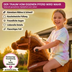 Miweba Pony Amadeus, Large, Spielpferd zum Reiten, ab 5 Jahren, integrierte Lenkung