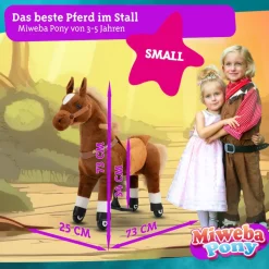 Miweba Pony Amadeus, Small, Spielpferd zum Reiten, 3-5 Jahre, integrierte Lenkung