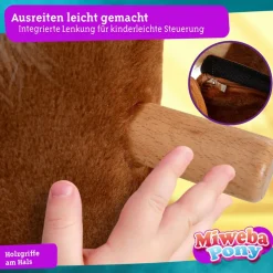 Miweba Pony Amadeus, Small, Spielpferd zum Reiten, 3-5 Jahre, integrierte Lenkung