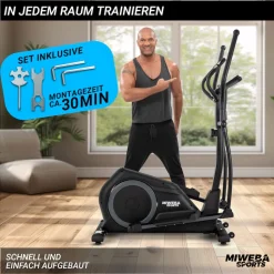 Miweba Sports Crosstrainer MC500, Pulsmessung, Transportrollen