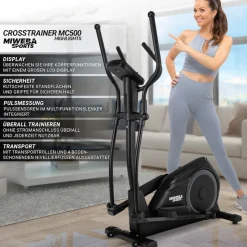 Miweba Sports Crosstrainer MC500, Pulsmessung, Transportrollen