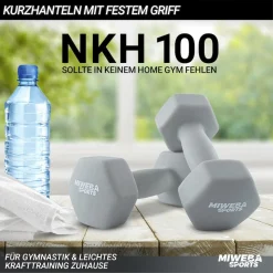 Miweba Sports Gymnastikhanteln 2er-Set NKH100, bodenschonend, 0,5-10 kg, Anti-Rutsch-Oberfläche (Grau, 2x 0,5 Kg)