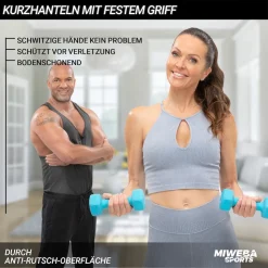 Miweba Sports Gymnastikhanteln 2er-Set NKH100, bodenschonend, 0,5-10 kg, Anti-Rutsch-Oberfläche (Grau, 2x 0,5 Kg)