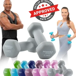 Miweba Sports Gymnastikhanteln 2er-Set NKH100, bodenschonend, 0,5-10 kg, Anti-Rutsch-Oberfläche (Grau, 2x 0,5 Kg)