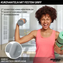 Miweba Sports Gymnastikhantel-Set NKH120, 1-3 kg, Neopren/Vinyl, Eisenkern, rutschfest, Hantelablage (Rosa, Türkis, Königsblau, Neopren)
