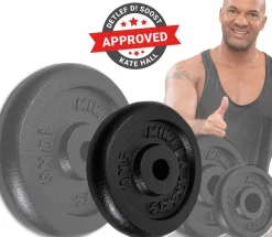 Miweba Sports Hantelscheiben HSG50, 2x 5 kg Hantel-Gewichte, passend für Ø 30mm, Set, Gusseisen