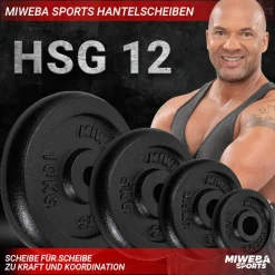 Miweba Sports Hantelscheiben HSG12, 4x 1,25 kg Hantel-Gewichte, passend für Ø 30mm, Set, Gusseisen