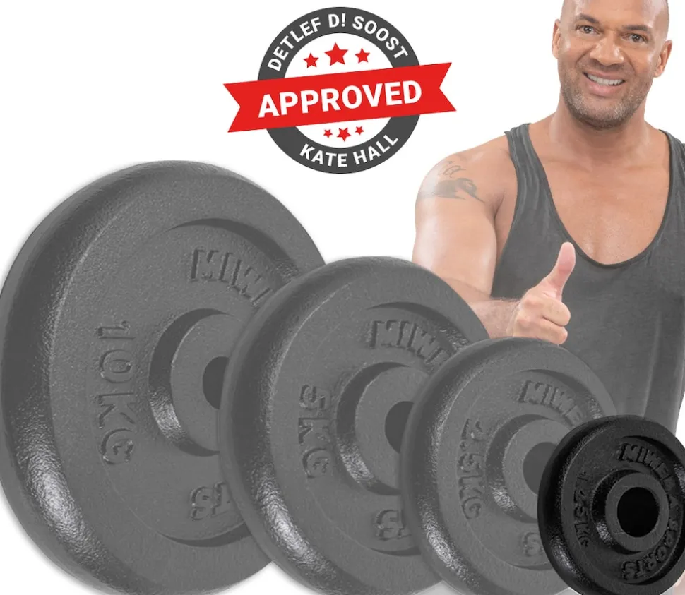 Miweba Sports Hantelscheiben HSG12, 4x 1,25 kg Hantel-Gewichte, passend für Ø 30mm, Set, Gusseisen