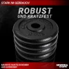 Miweba Sports Hantelscheiben HSG25, 4x 2,5 kg Hantel-Gewichte, passend für Ø 30mm, Set, Gusseisen