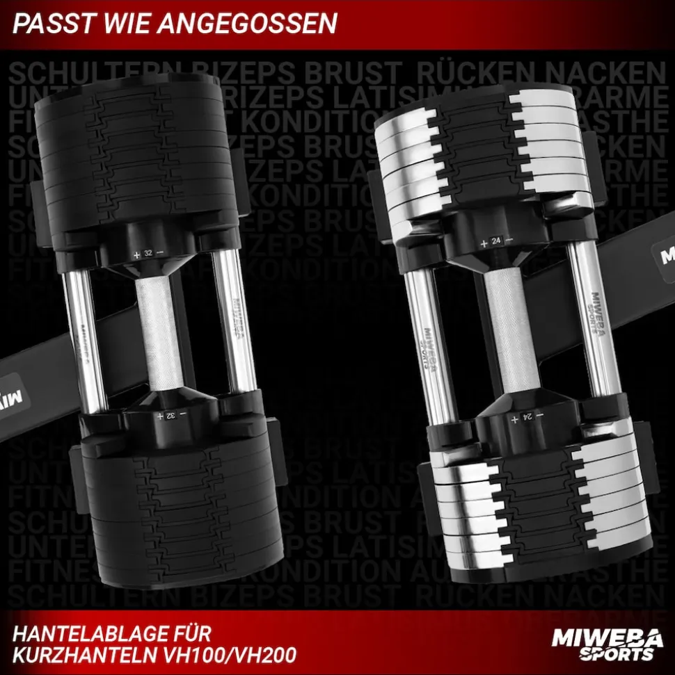 Miweba Sports Hantelständer für verstellbare Kurzhanteln VH100/VH200, Stahl, stabile Hantelablage
